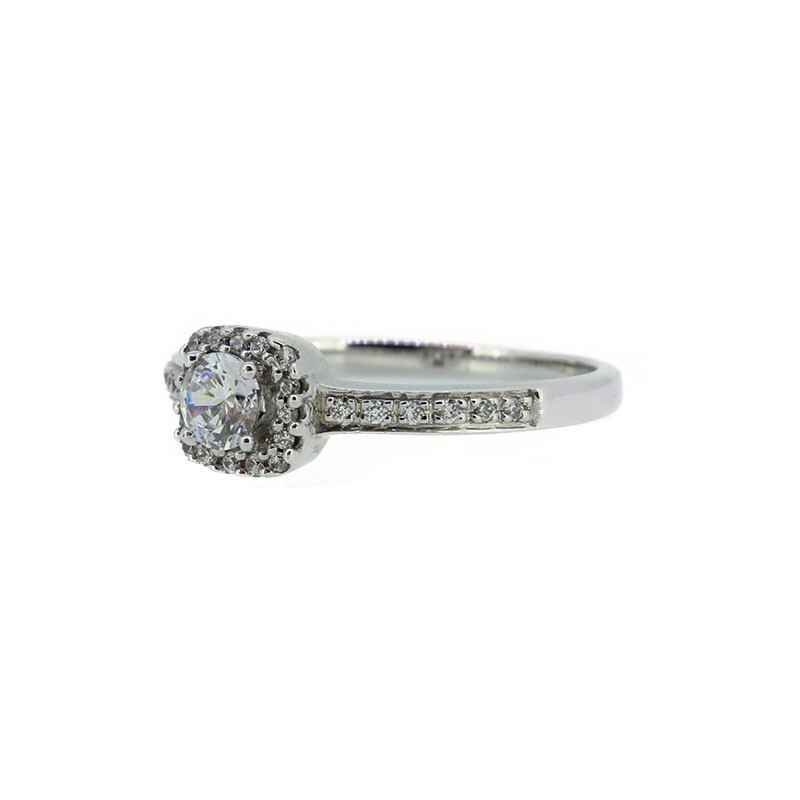Damenring Silber 925 rhodiniert Zirkonias