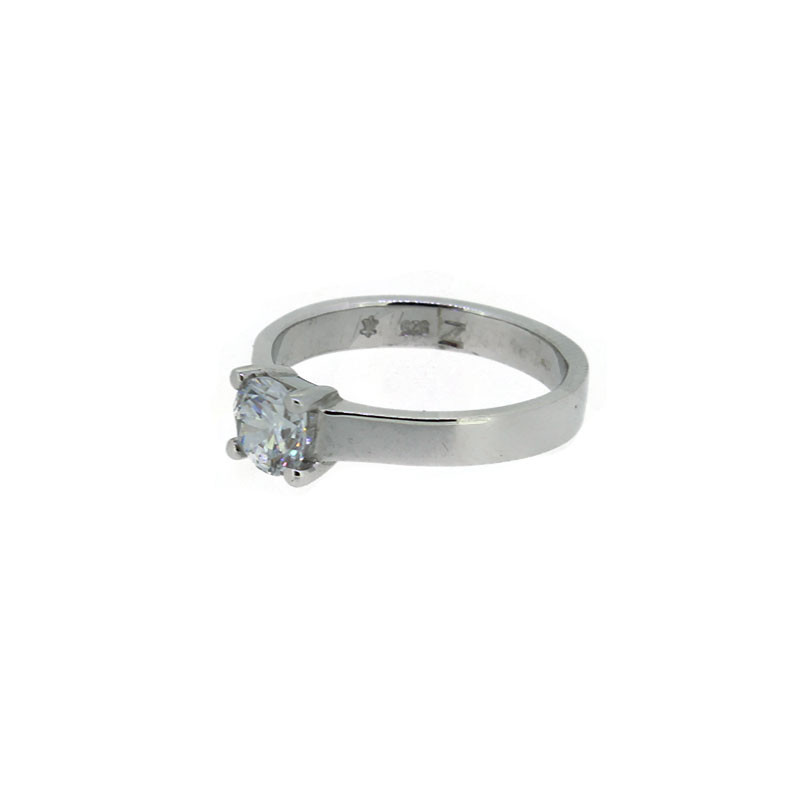 Solitaire Ring Echtsilber rhodiniert Zirkonia