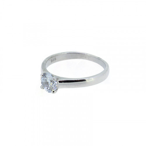 Solitaire Ring Echtsilber rhodiniert Zirkonia