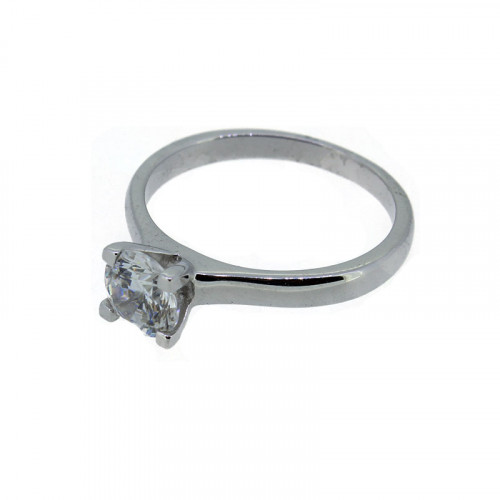 Solitaire Ring Silber 925 Zirkonia rhodiniert