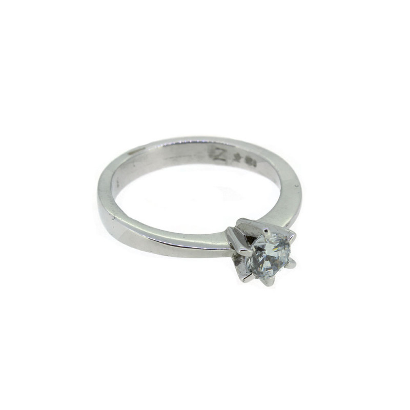Solitaire Ring Silber 925 rhodiniert Zirkonia