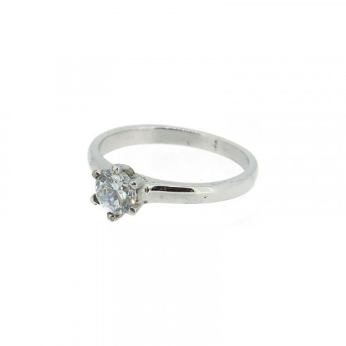 Solitaire Ring Silber 925 rhodiniert Zirkonia