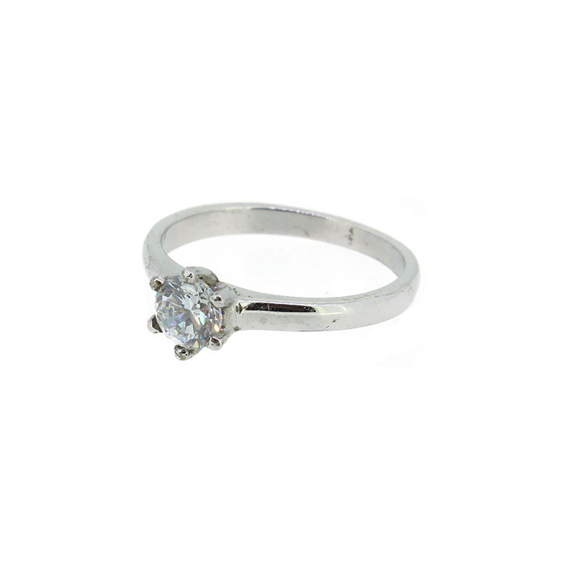 Solitaire Ring Silber 925 rhodiniert Zirkonia