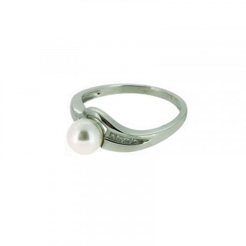 Perlenring Weissgold 750 Brillanten 0.03ct