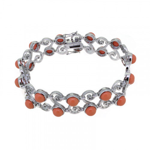 Armband aus Silber rhodiniert mit orangen Steinen