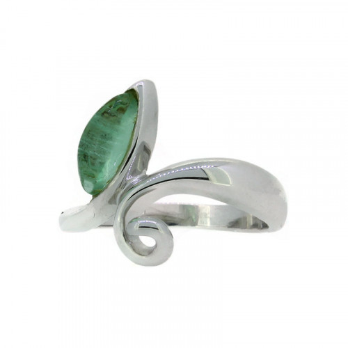 Ring Silber 925 rhodiniert mit grünem Farbstein
