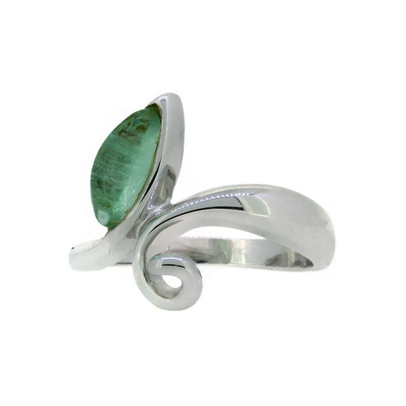 Ring Silber 925 rhodiniert mit grünem Farbstein