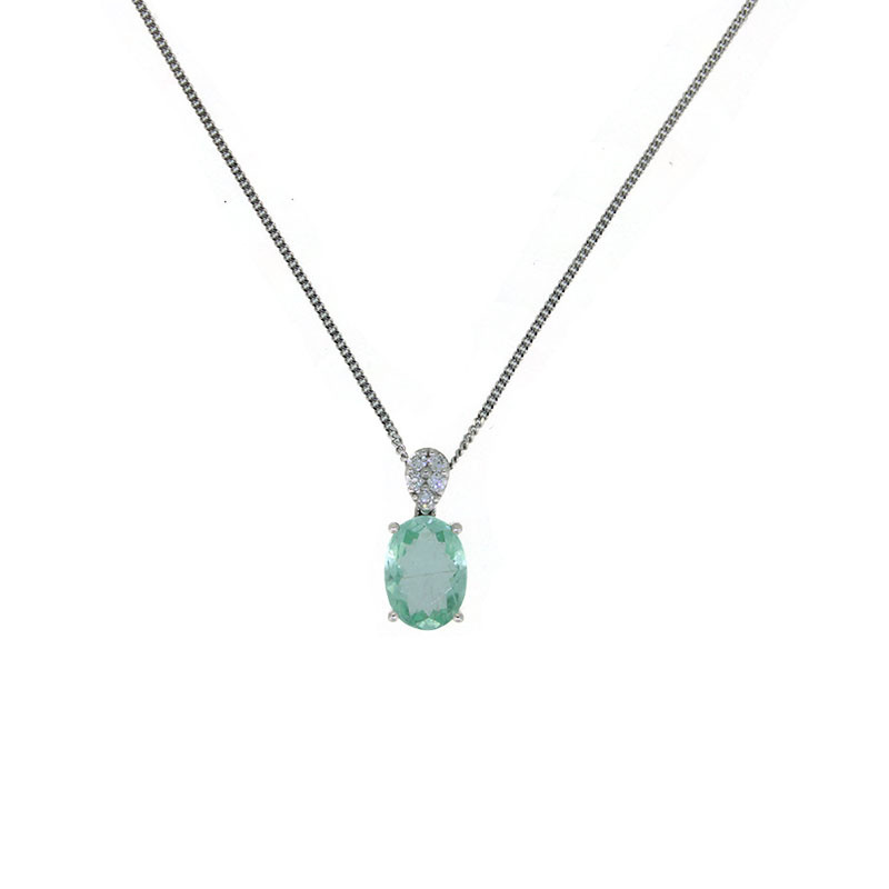 Halskette Weissgold 750 mit Anhänger Paraibaturmalin, Diamanten