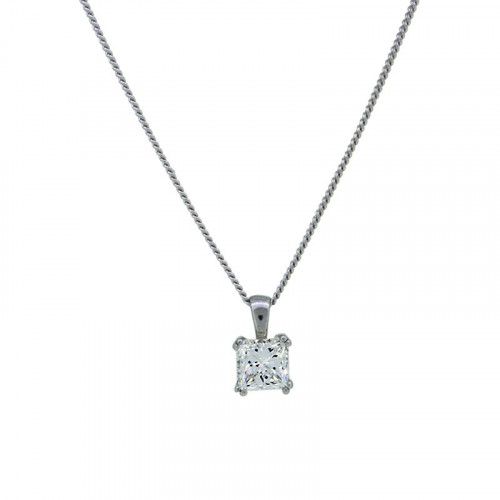 Solitaire Collier 18 Karat Weissgold 1.00 Carat GSI1